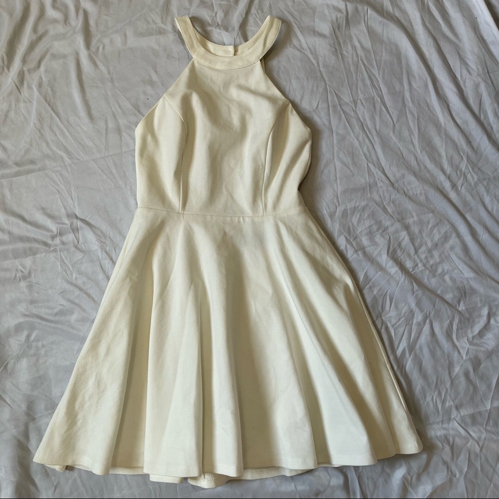 Lulu’s Delightful Surprise Ivory Open Back Off-white Skater Mini Dress Size S - Picture 2 of 13